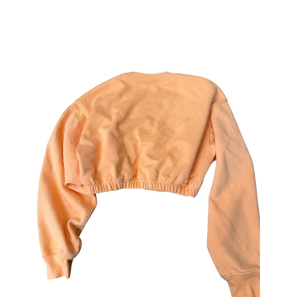 Alo Yoga Cropped Sweatshirt Orange Long Sleeve Crew Neck Pullover XS
